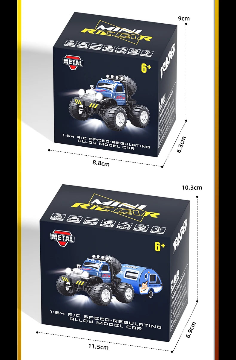 New 1:64 Rc Car Mini 2.4Ghz City Road Handle High Speed Alloy All Terrain Remote Control Car Dual Control Children's Toys Gifts