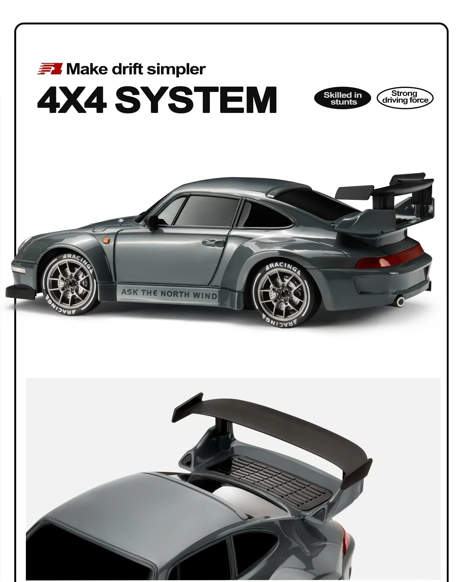 1:24 Scale 20+KM/H RC Drift Car 2.4G 4WD High Speed RC Drifting Car Remote Control Cars with LED Lights Drifting Tires Race Toys