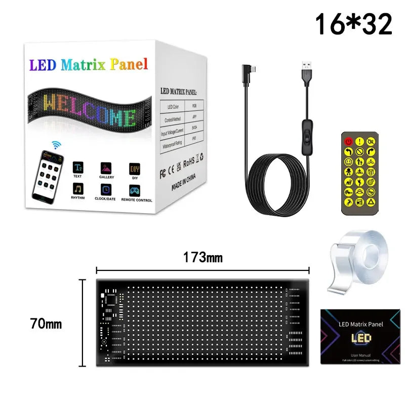 Led Eyes For Truck Led Matrix Panel RGB LED Car Panel DIY Programmable Bluetooth App Control Scrolling  Light