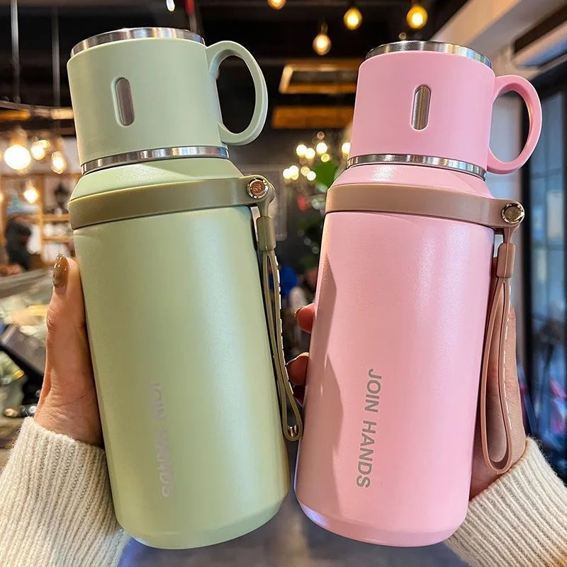 600ML Thermal Water Bottle Stainless Steel Thermos Bottle Keep Cold and Hot Water Bottle Thermos for Tea Coffee Vacuum Flasks