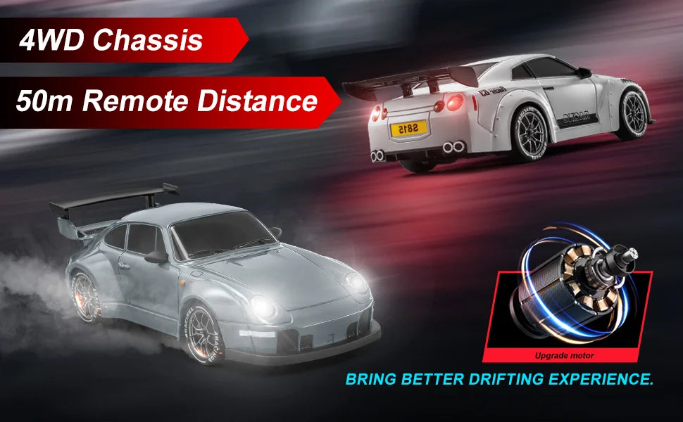 1:24 Scale 20+KM/H RC Drift Car 2.4G 4WD High Speed RC Drifting Car Remote Control Cars with LED Lights Drifting Tires Race Toys