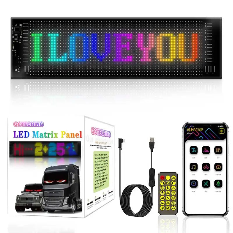 Led Eyes For Truck Led Matrix Panel RGB LED Car Panel DIY Programmable Bluetooth App Control Scrolling  Light