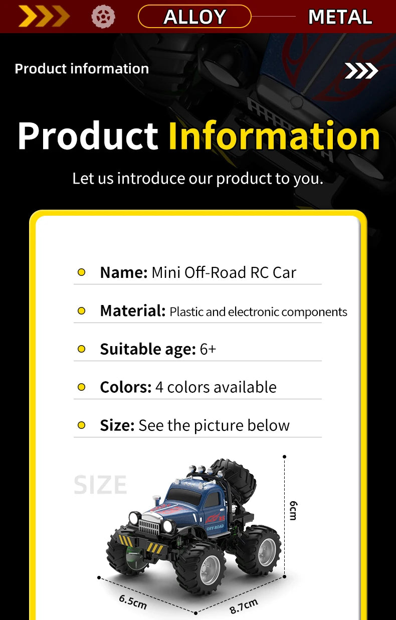 New 1:64 Rc Car Mini 2.4Ghz City Road Handle High Speed Alloy All Terrain Remote Control Car Dual Control Children's Toys Gifts